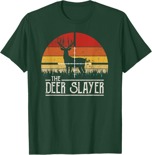 Vintage Sunset Retro Style Deer Hunting Deer Slayer T-Shirt - T-Shirt | Forest