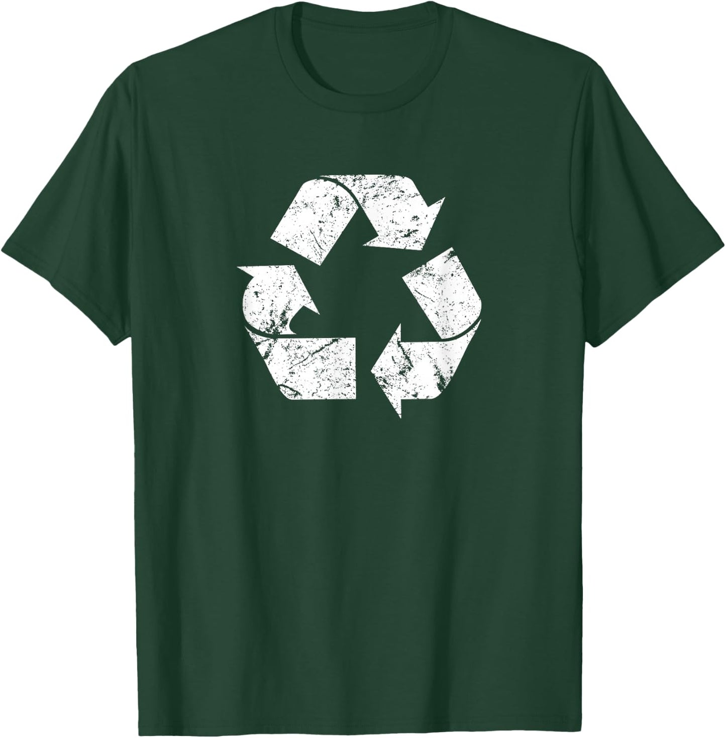 Earth Day Vintage White Recycle Symbol T-Shirt - T-Shirt | Forest