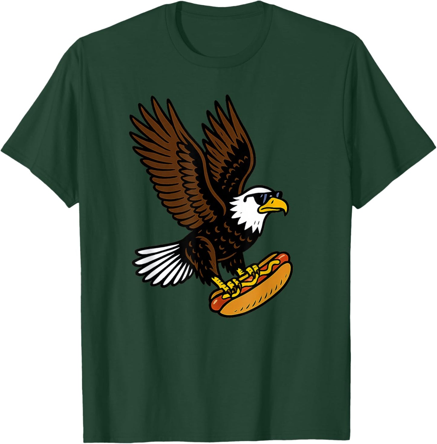 Hot Dogs USA Eagle 4th of July America Cool Rizz Kids Summer T-Shirt - T-Shirt | Forest