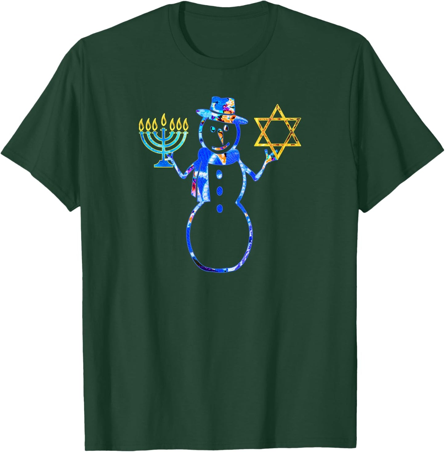 Hanukkah Jewish Chrismukkah Chanukah Snowman Menorah T-Shirt - T-Shirt | Forest