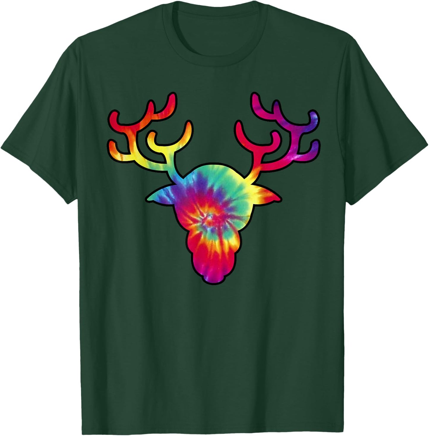 Tie Dye Reindeer Shirt | Colorful Tye Dye Christmas T-Shirt - T-Shirt | Forest