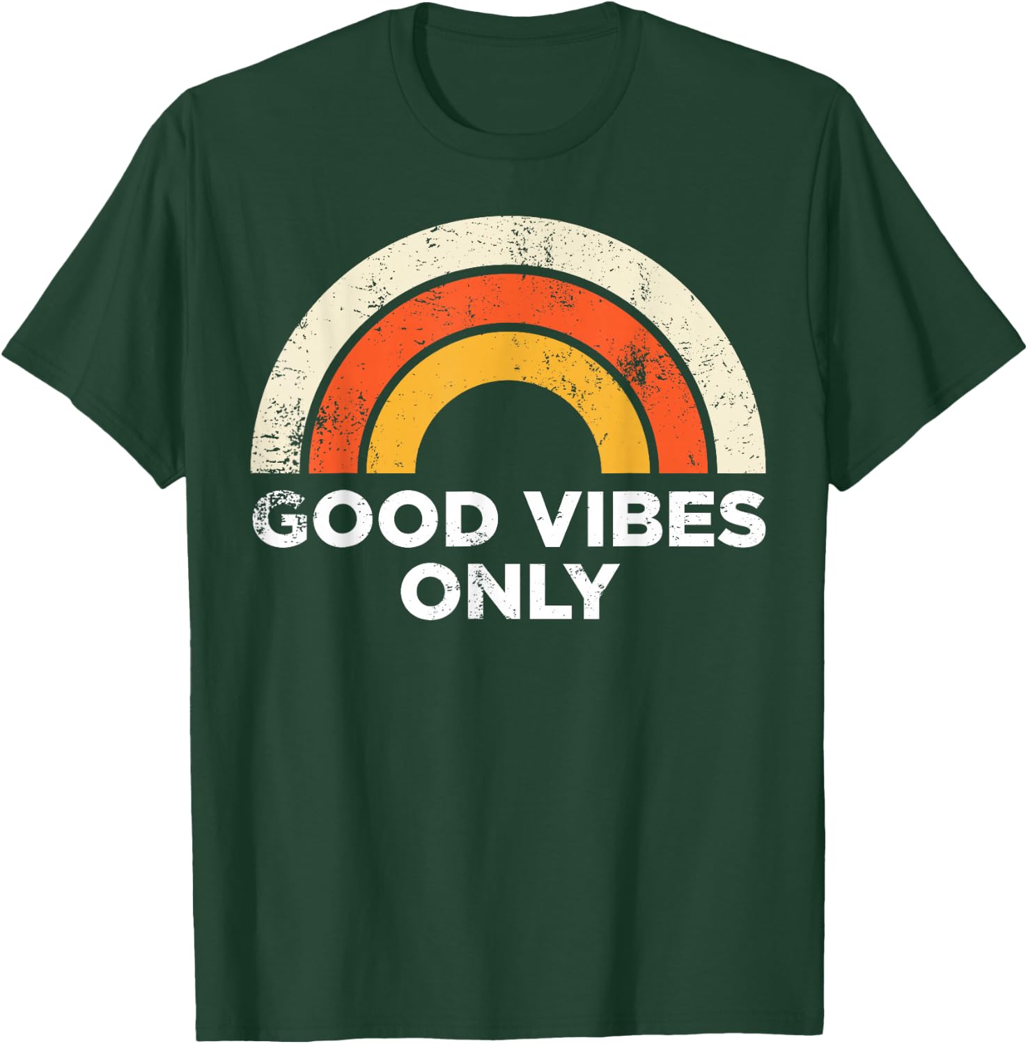 Casual Vintage Retro Good Vibes Only Rainbow T-Shirt - T-Shirt | Forest