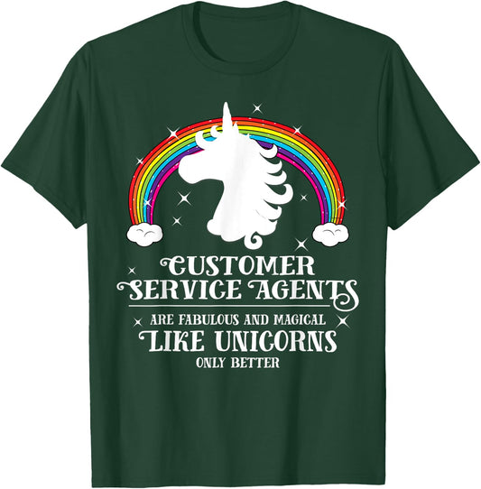 Customer Service Agents Magical Unicorns Funny Gift T-Shirt - T-Shirt | Forest