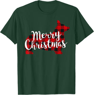 Corgi Christmas Dog Mom Dad Plaid Gift Men Women Girls Kids T-Shirt - T-Shirt | Forest