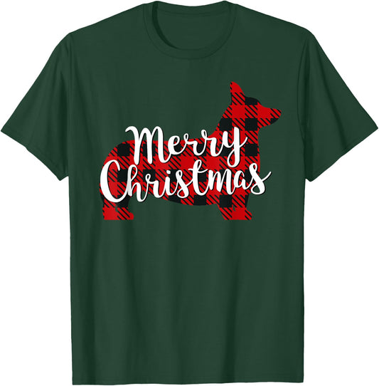 Corgi Christmas Dog Mom Dad Plaid Gift Men Women Girls Kids T-Shirt - T-Shirt | Forest