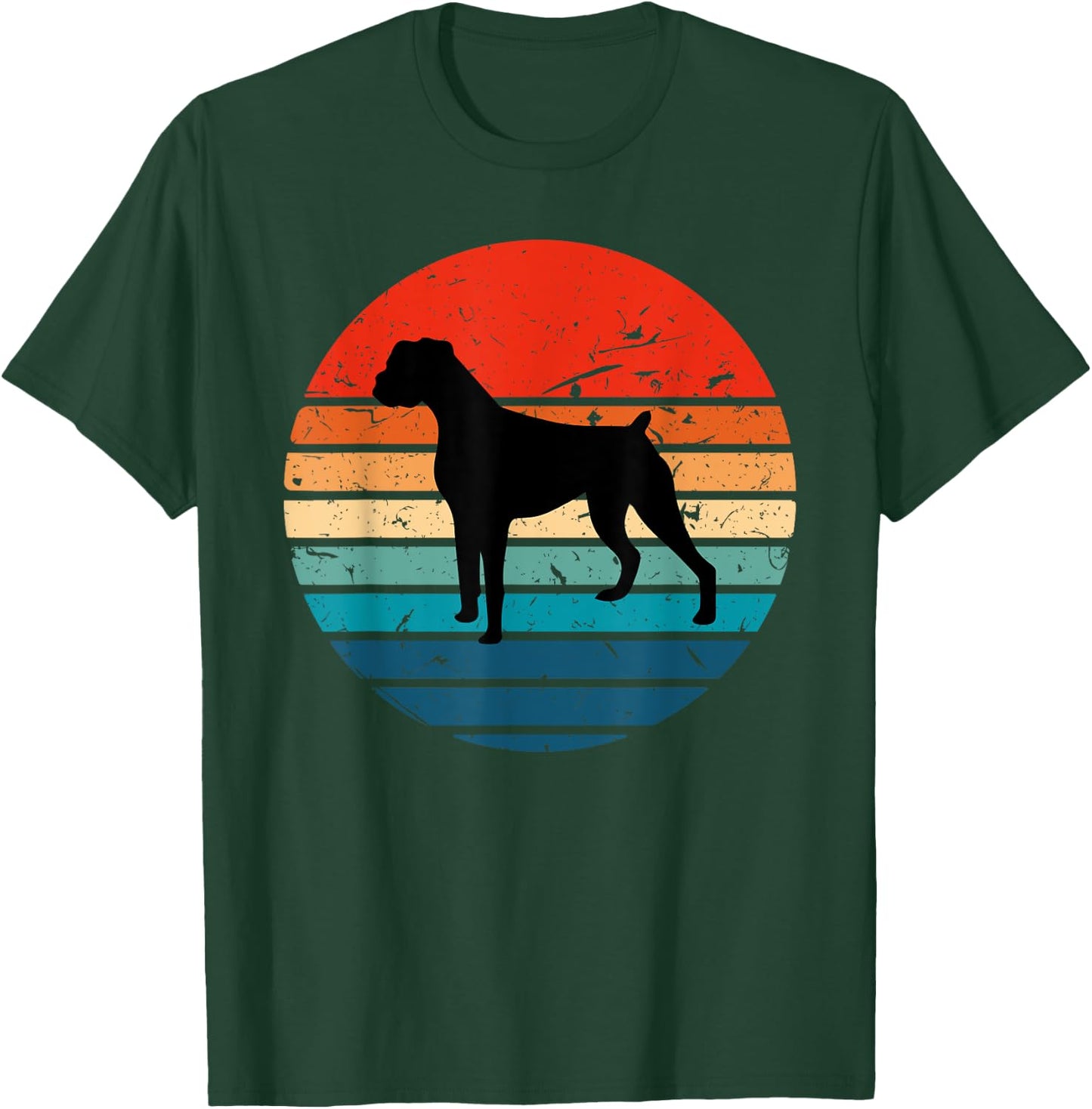 Boxer Dog Retro Vintage 70s 80s Silhouette Breed Gift T-Shirt - T-Shirt | Forest