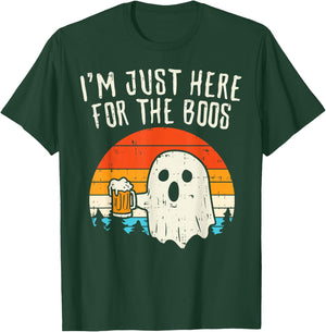 Im Just Here For The Boos Retro Ghost Beer Halloween Costume T-Shirt - T-Shirt | Forest