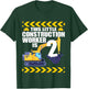 Kids 2 Year Old Construction Birthday Themed Party 2nd Boy Gift T-Shirt - T-Shirt | Forest