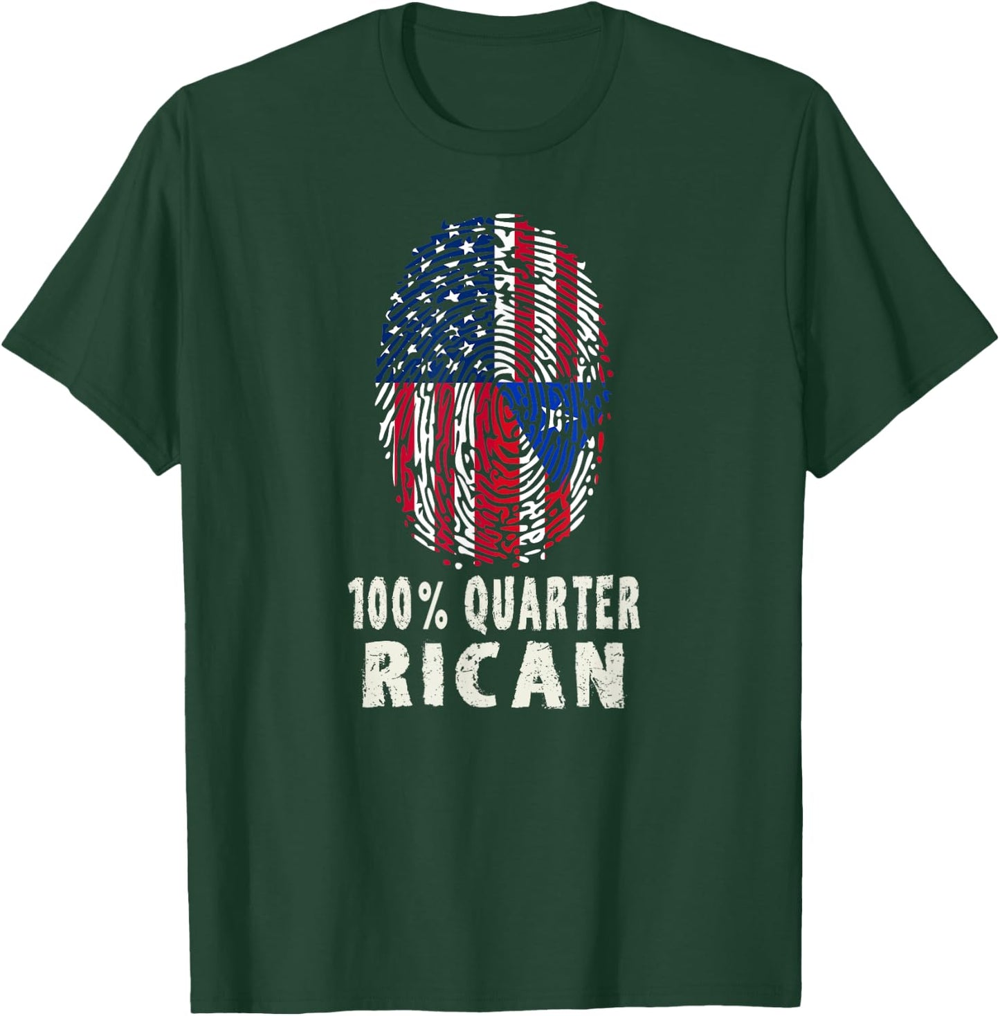 100% Quarter Rican Funny Puerto Rican American Fingerprint T-Shirt - T-Shirt | Forest