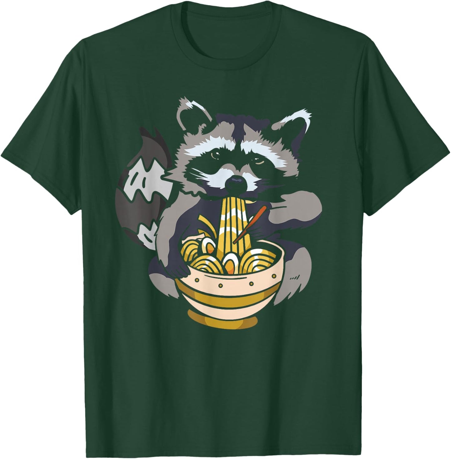 InGENIUS Raccoon Lover Shirts & Gifts -Adult Raccoon Eating Ramen Funny Trash Panda Meme Japanese Noodle - Black, Small, Short Sleeve T-Shirt - T-Shirt | Forest
