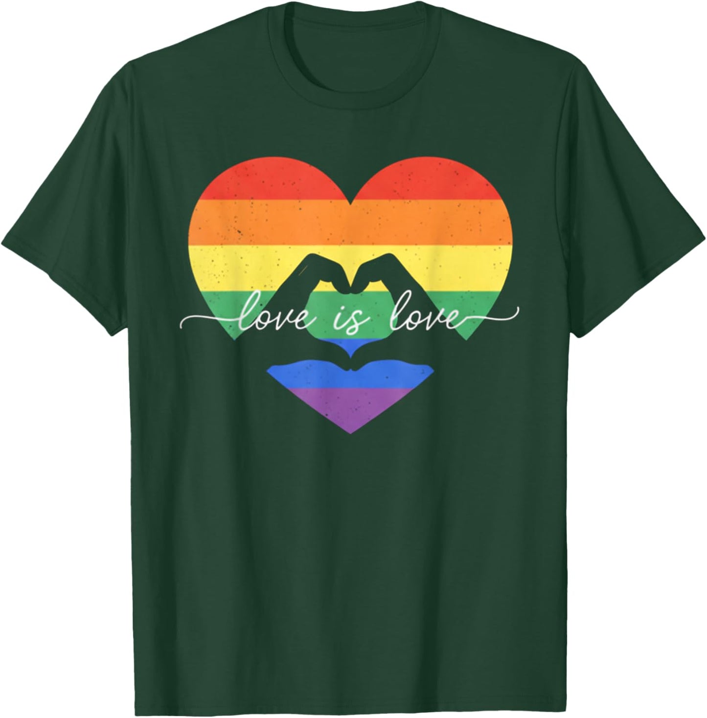 Love is Love LGBTQ Ally Pride Support Rainbow Flag T-Shirt - T-Shirt | Forest
