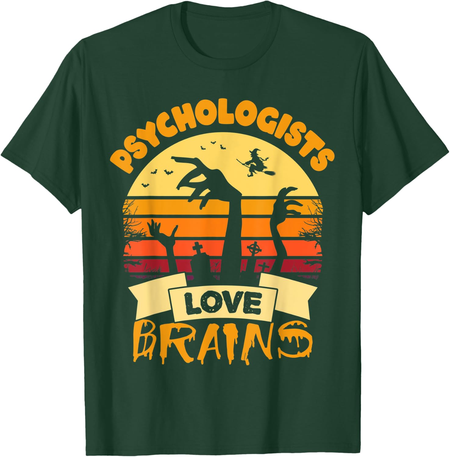 Psychologists Love Brains Gift Halloween Psychologist T-Shirt - T-Shirt | Forest