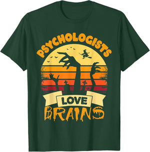 Psychologists Love Brains Gift Halloween Psychologist T-Shirt - T-Shirt | Forest