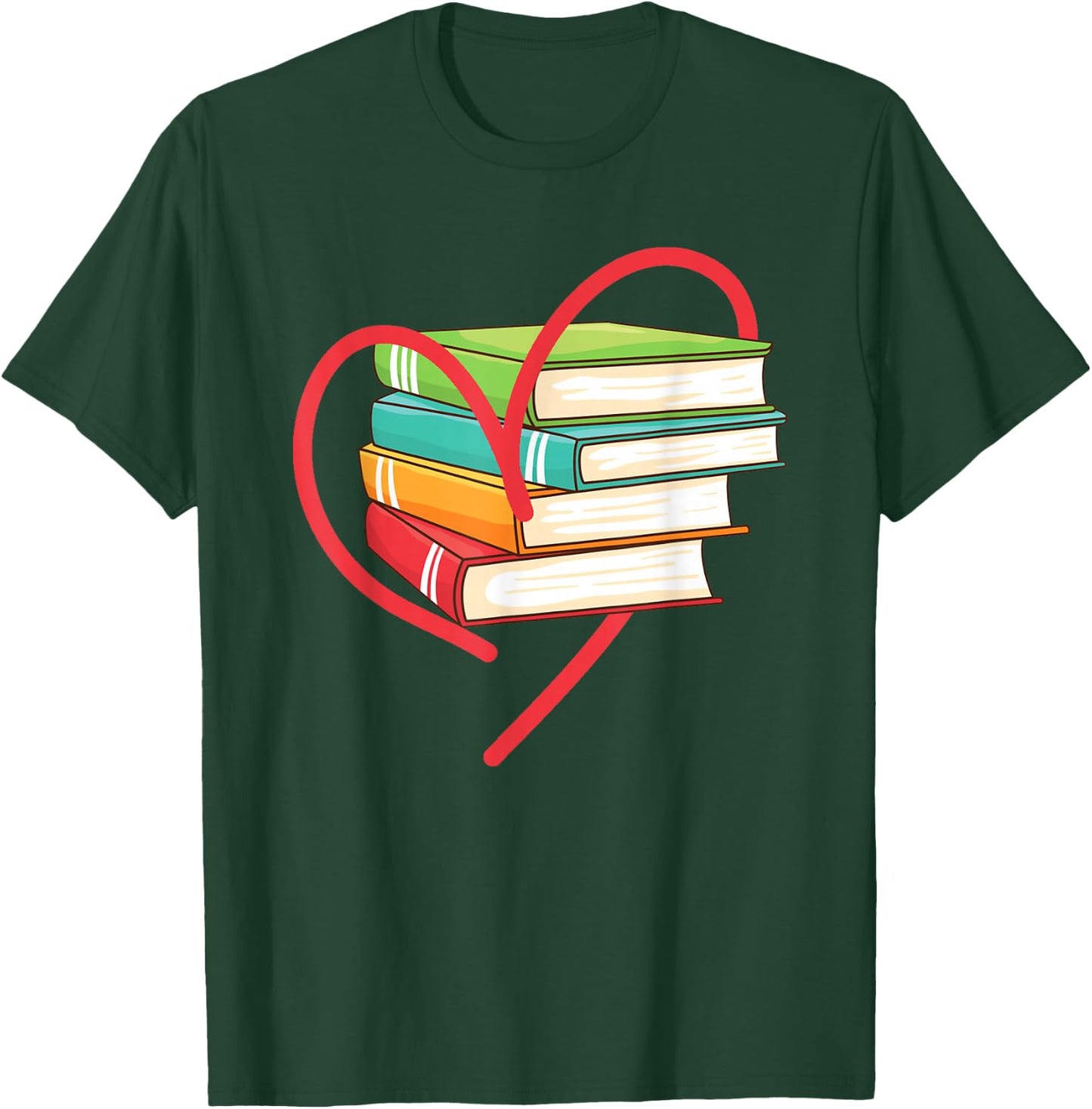I Love Reading Heart Love Books Gift Library Bookworm T-Shirt - T-Shirt | Forest