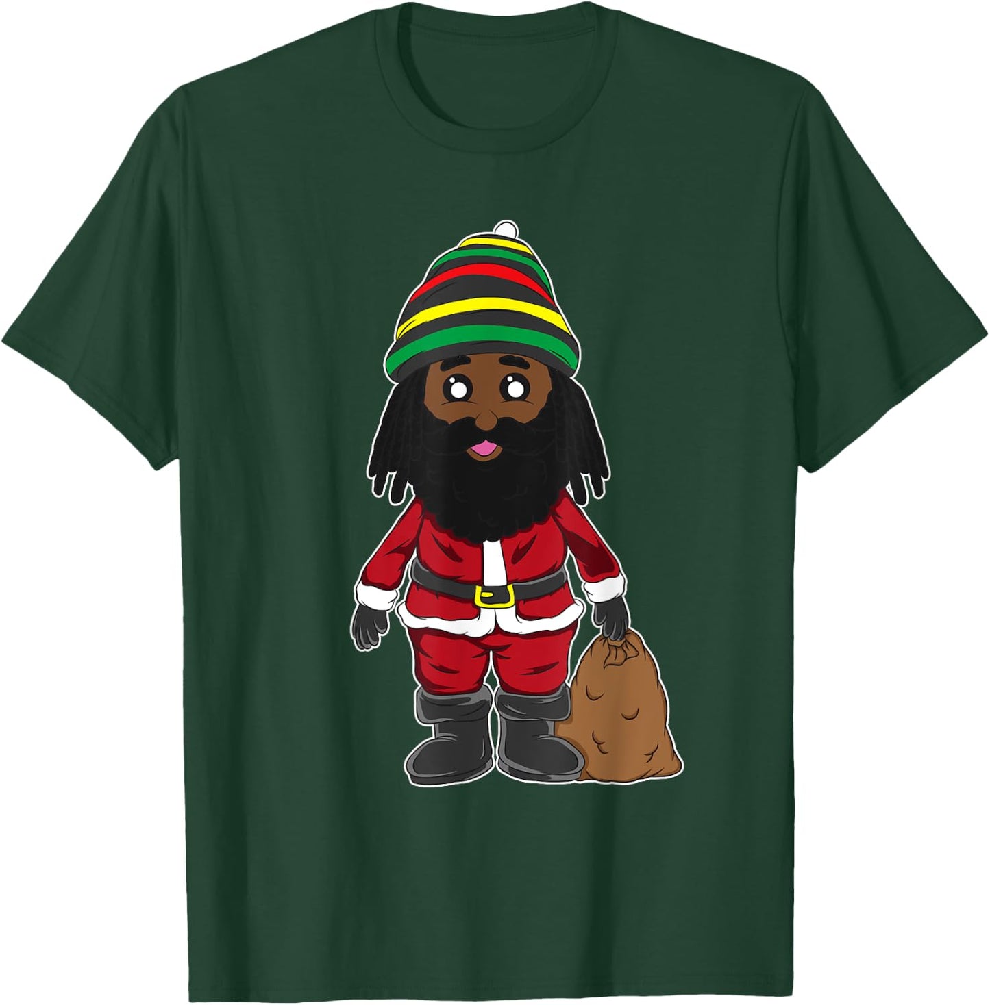 Christmas Jamaican Santa Claus Reggae Flag Colors Party Gift T-Shirt - T-Shirt | Forest