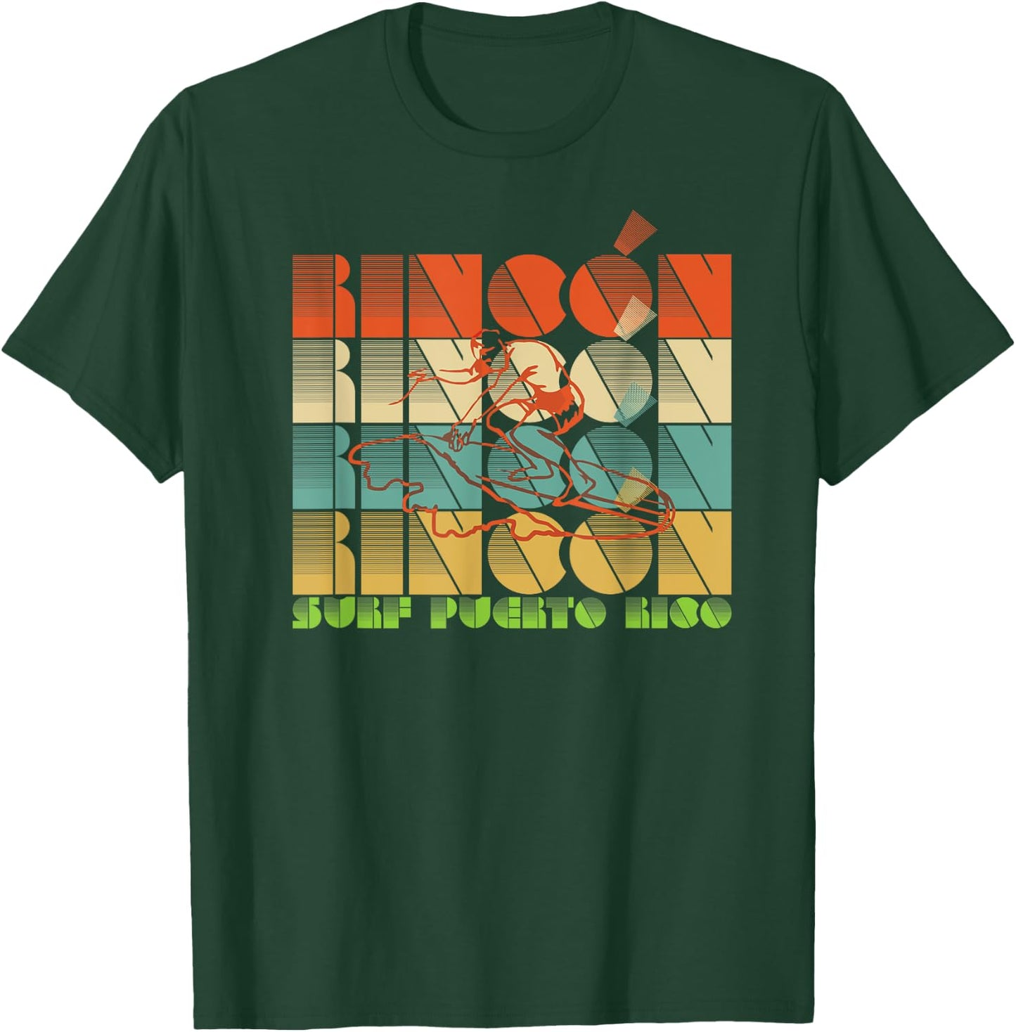 Rincon Puerto Rico Vintage Surfing Graphic T-Shirt - T-Shirt | Forest