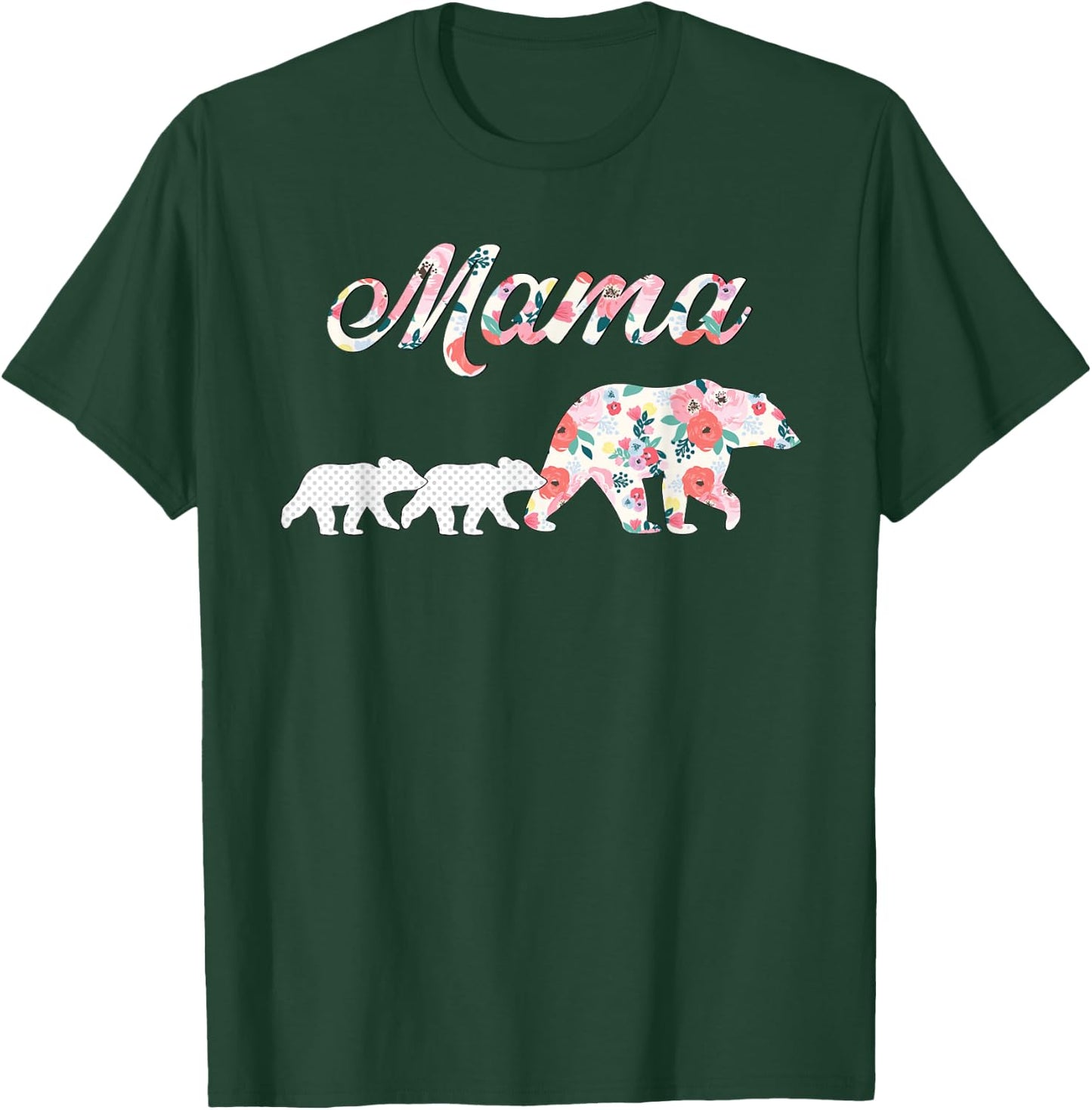 Floral Mama Bear, Mom of 2 Shirt,Mama Bear and 2 Cubs T-Shirt - T-Shirt | Forest