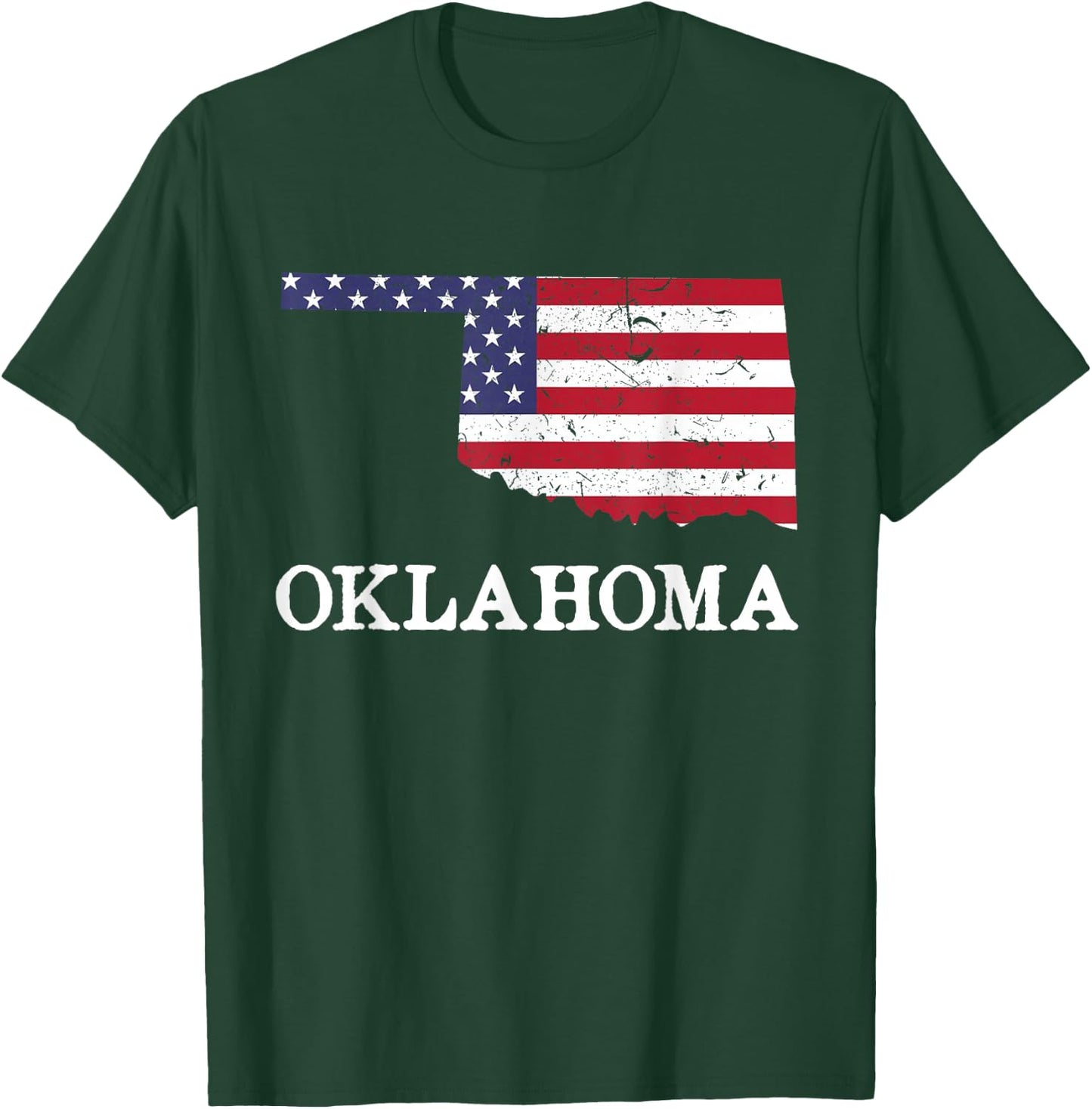 Oklahoma Map State American Flag Shirt 4th Of July Pride Women Kids Men T-Shirt - T-Shirt | Forest