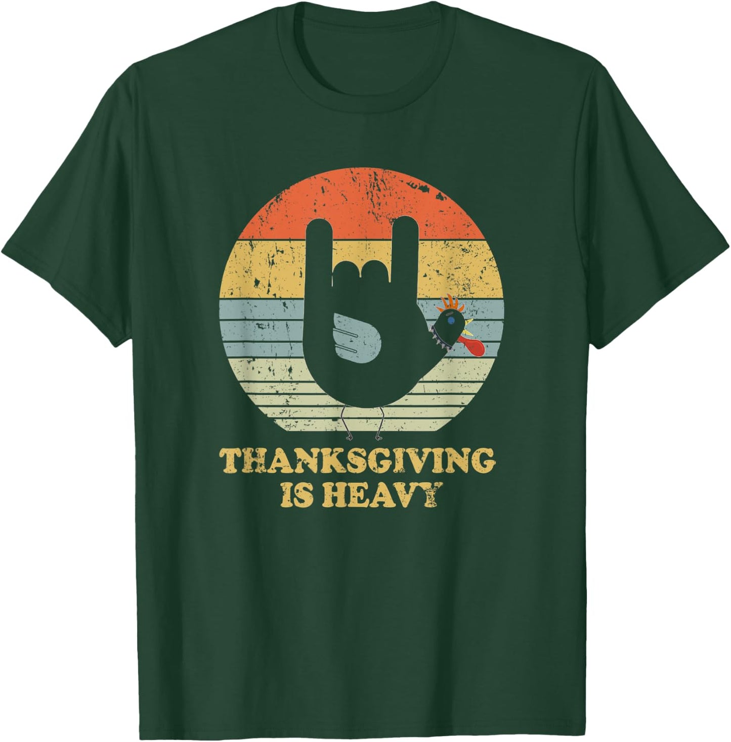 Thanksgiving Is Heavy Vintage Turkey Rock and Roll T-Shirt - T-Shirt | Forest