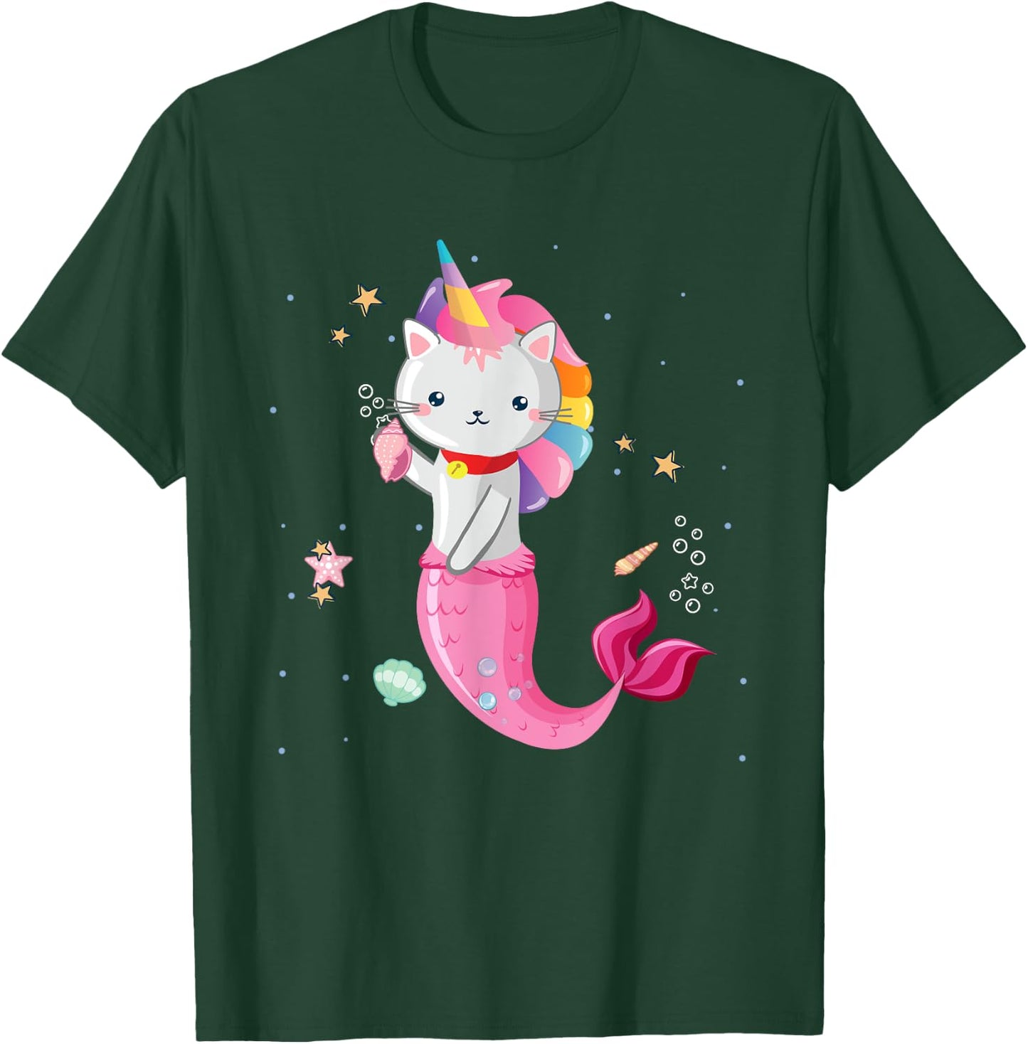 Cat Mermaid Unicorn Girl Kids T-Shirt - T-Shirt | Forest