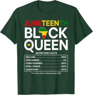 Juneteenth 1865 Black Women Nutrition Facts African Queen T-Shirt - T-Shirt | Forest