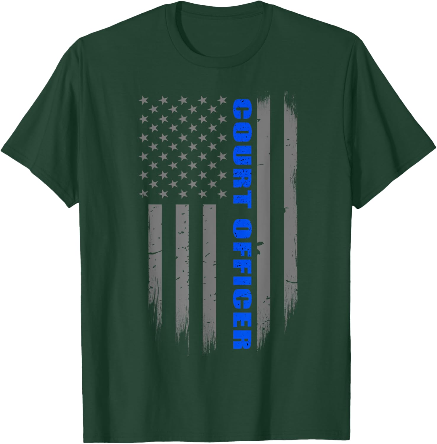 Court Officer Gift - Thin Blue Line American Flag T-Shirt - T-Shirt | Forest