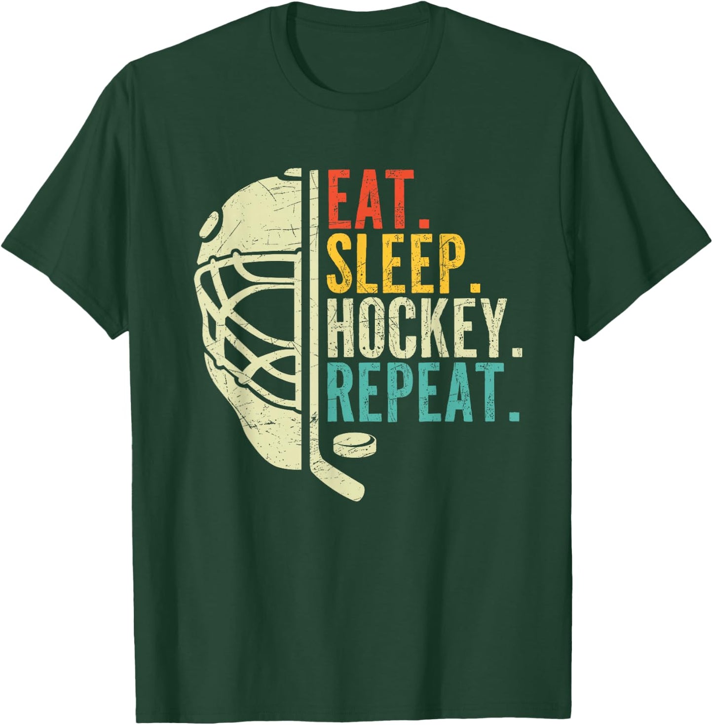 Eat Sleep Hockey Repeat Funny Boys Hockey Player T-Shirt - T-Shirt | Forest