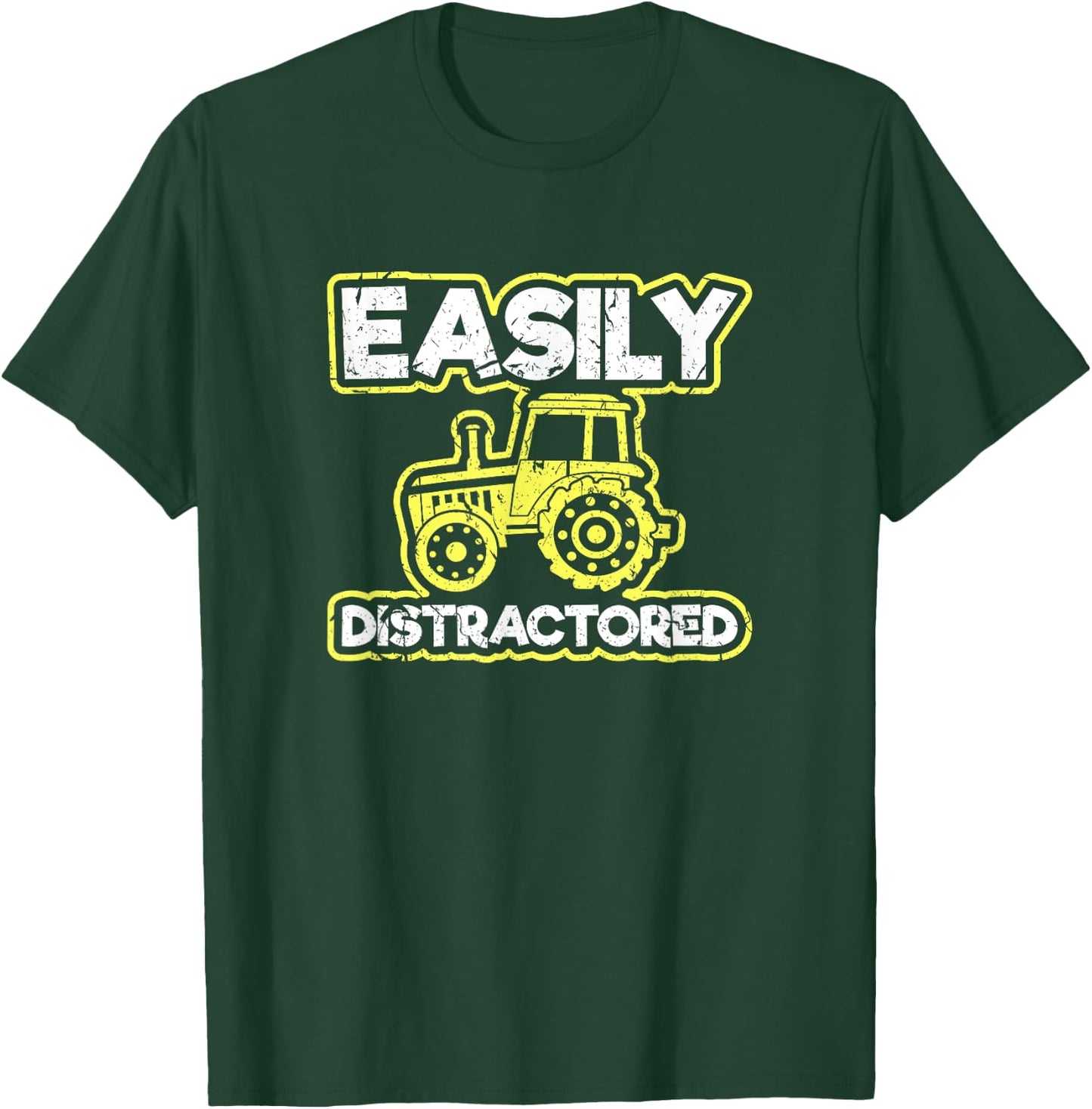 Easily Distractored Funny Farmer Gifts Tractor T-Shirt - T-Shirt | Forest