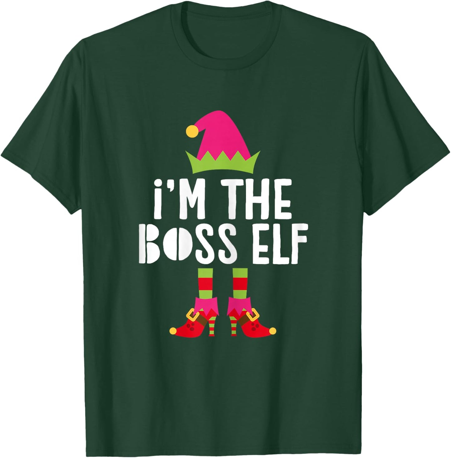 I'm The Boss Elf Shirt Women Girl Matching Christmas Elf T-Shirt - T-Shirt | Forest