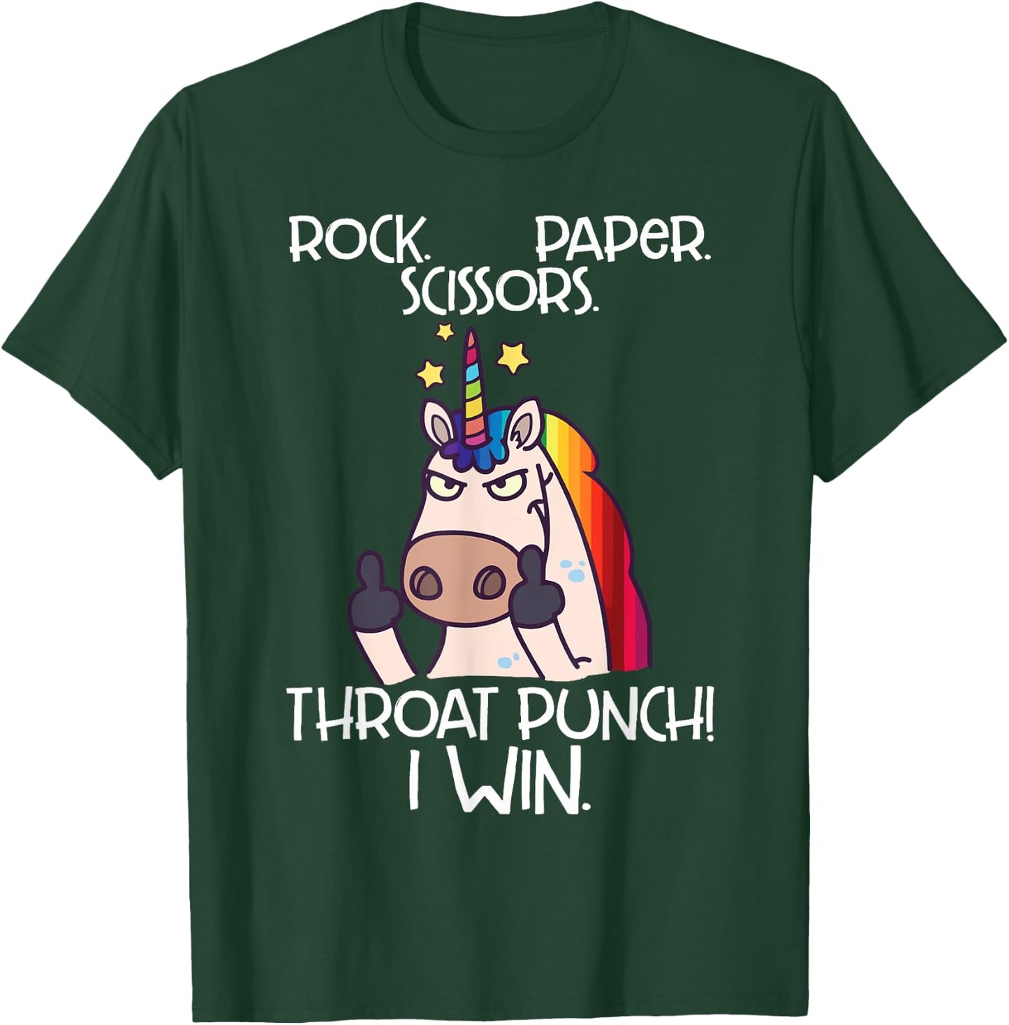 Rock Paper Scissors Throat Punch I Win Funny Unicorn Shirt T-Shirt - T-Shirt | Forest