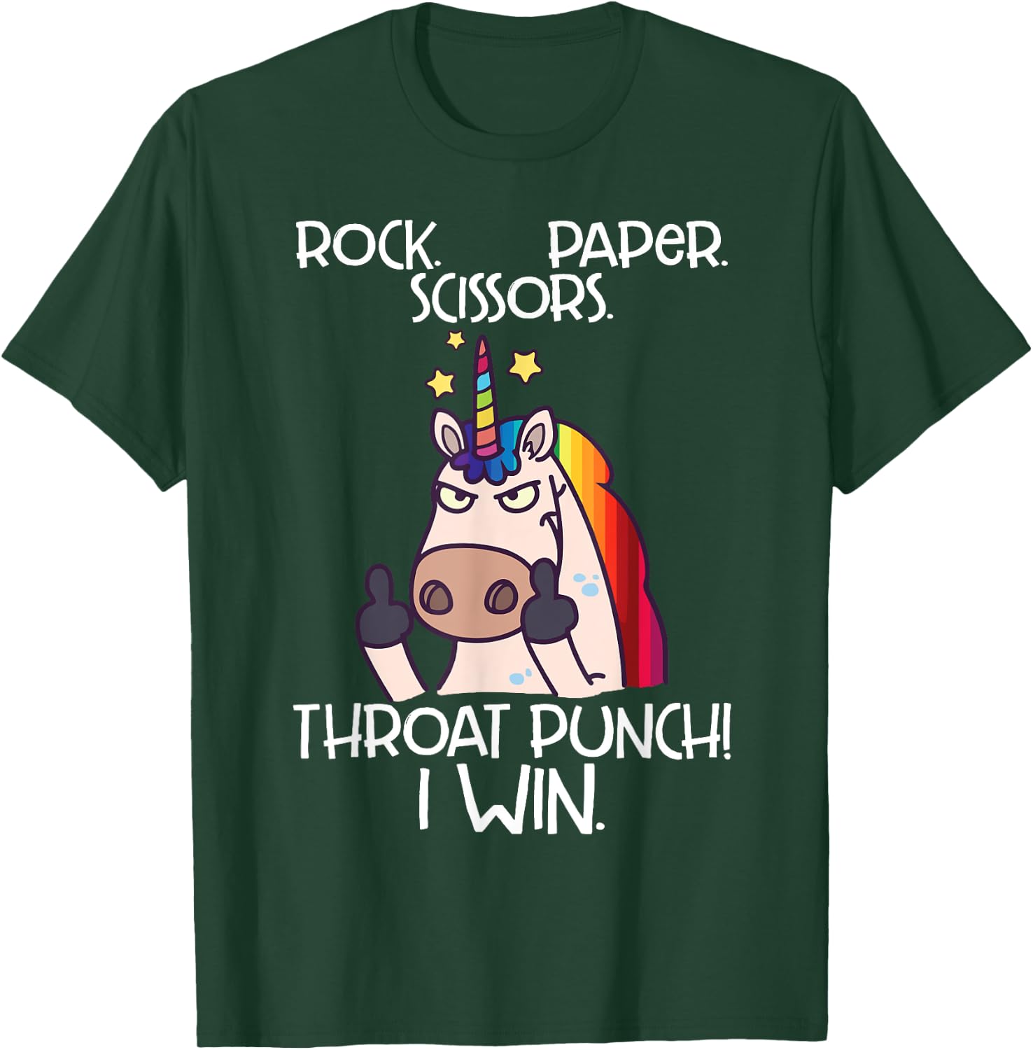 Rock Paper Scissors Throat Punch I Win Funny Unicorn Shirt T-Shirt - T-Shirt | Forest