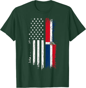 Dominican American Flag - Pride Dominica USA Shirt T-Shirt - T-Shirt | Forest