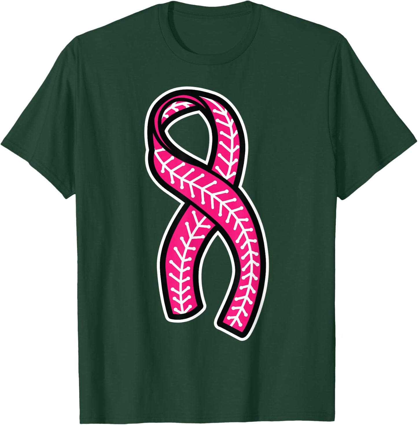 Baseball Pink Ribbon Breast Cancer Awareness Shirt T-Shirt - T-Shirt | Forest