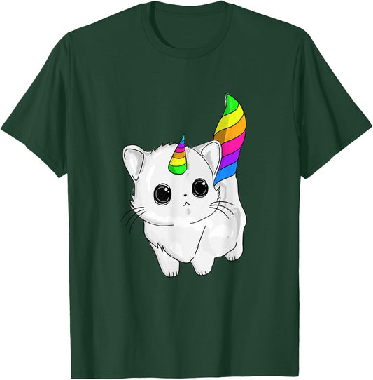 Caticorn Unicorn Cat Shirt Rainbow Girls Boys Adults T-Shirt - T-Shirt | Forest