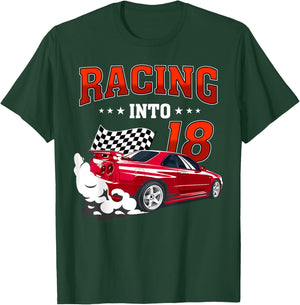 Cool Racing Into 18 Race Car 18 Birthday 18 Years Old T-Shirt - T-Shirt | Forest
