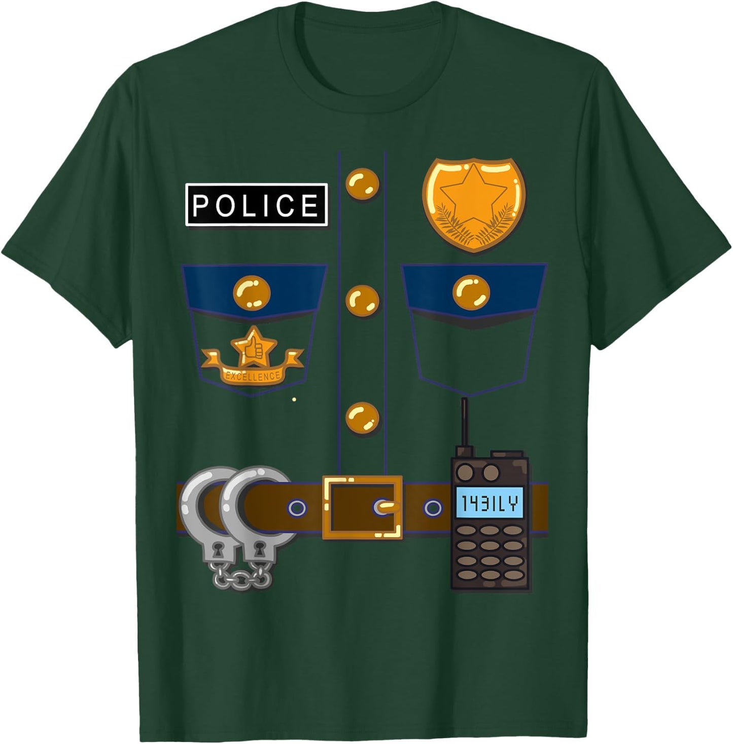 Policeman Costume Funny Halloween Police Officer T Shirt T-Shirt - T-Shirt | Forest