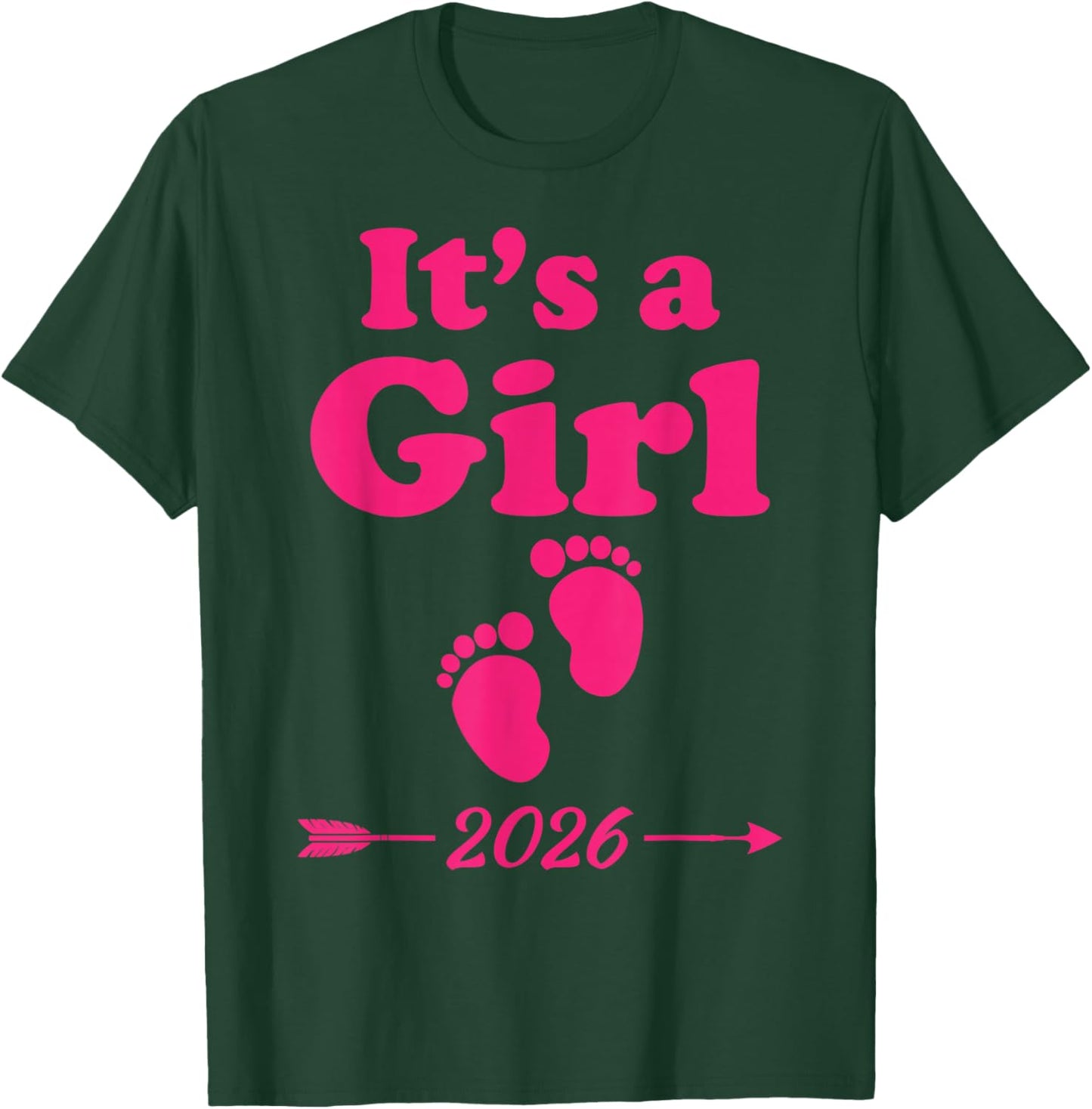 Team Girl It's A Girl Baby Announcement Gender Reveal 2026 T-Shirt - T-Shirt | Forest