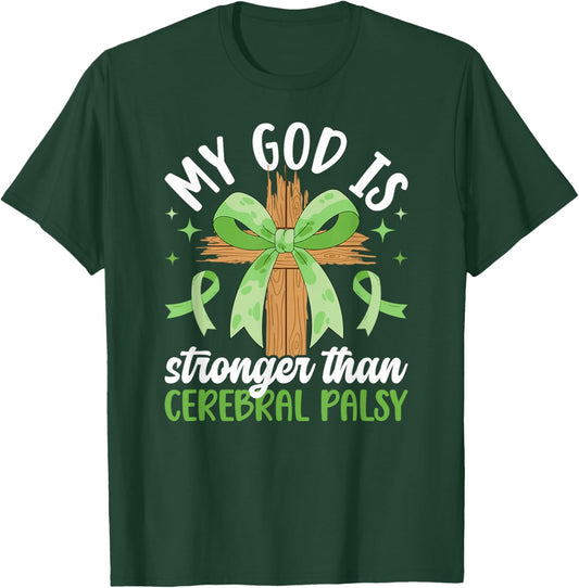 Stronger Than Cerebral Palsy Warrior CP Awareness Month T-Shirt - T-Shirt | Forest