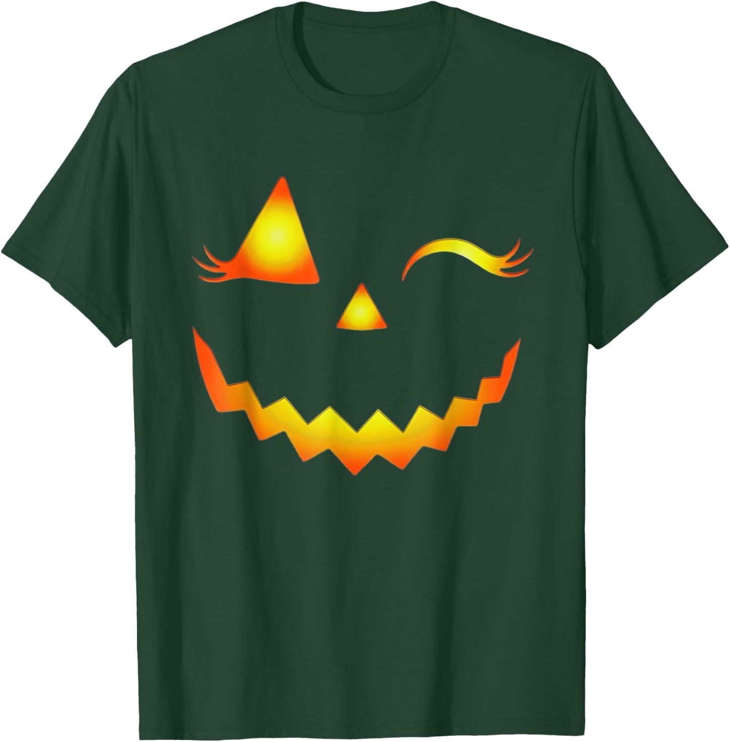 Jack O Lantern Face Pumpkin Eyelashes Hallowen Costume T-Shirt - T-Shirt | Forest