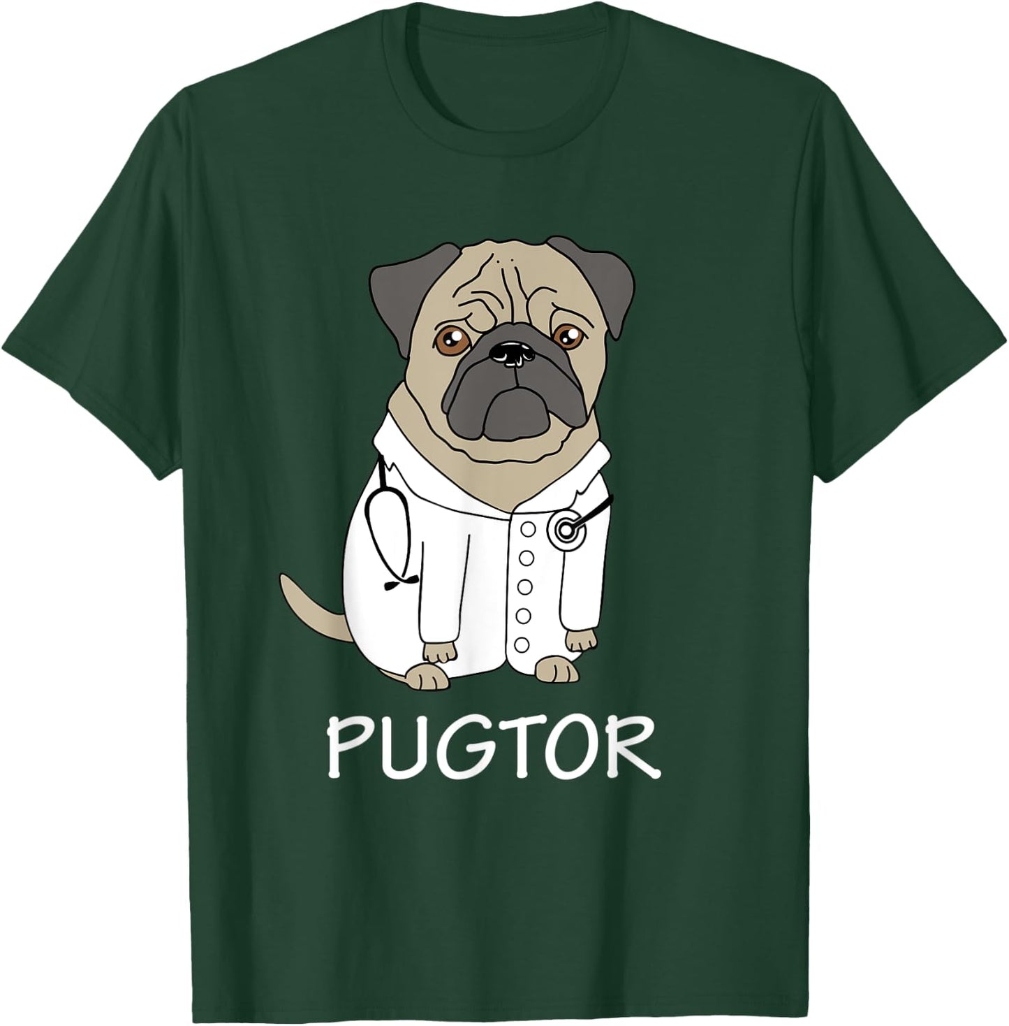 Pug Doctor Funny T Shirt Pet Dog Veterinarian Vet Gift Men Women Kids T-Shirt - T-Shirt | Forest