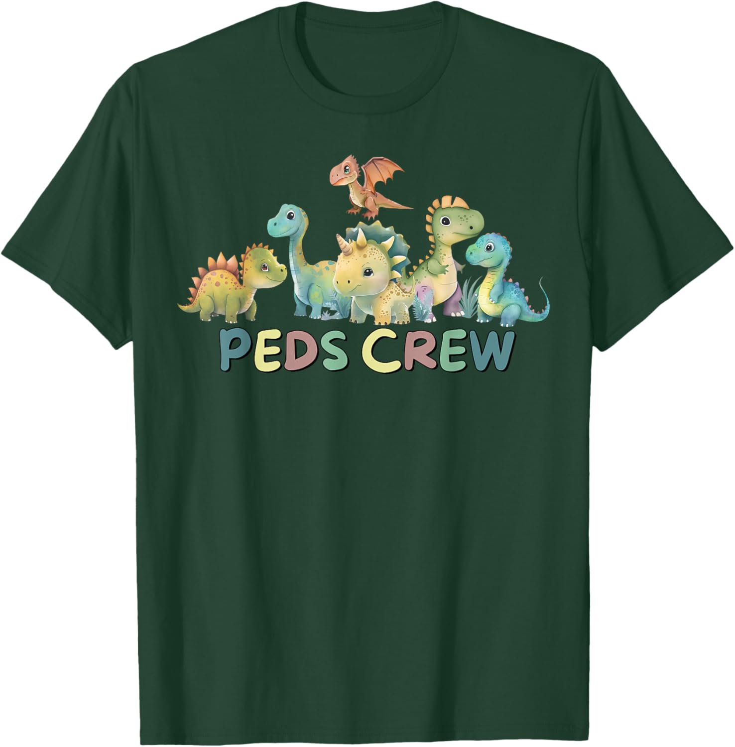 PEDS Crew Pediatric Nurse Appreciation Cute Dinosaurs T-Shirt - T-Shirt | Forest