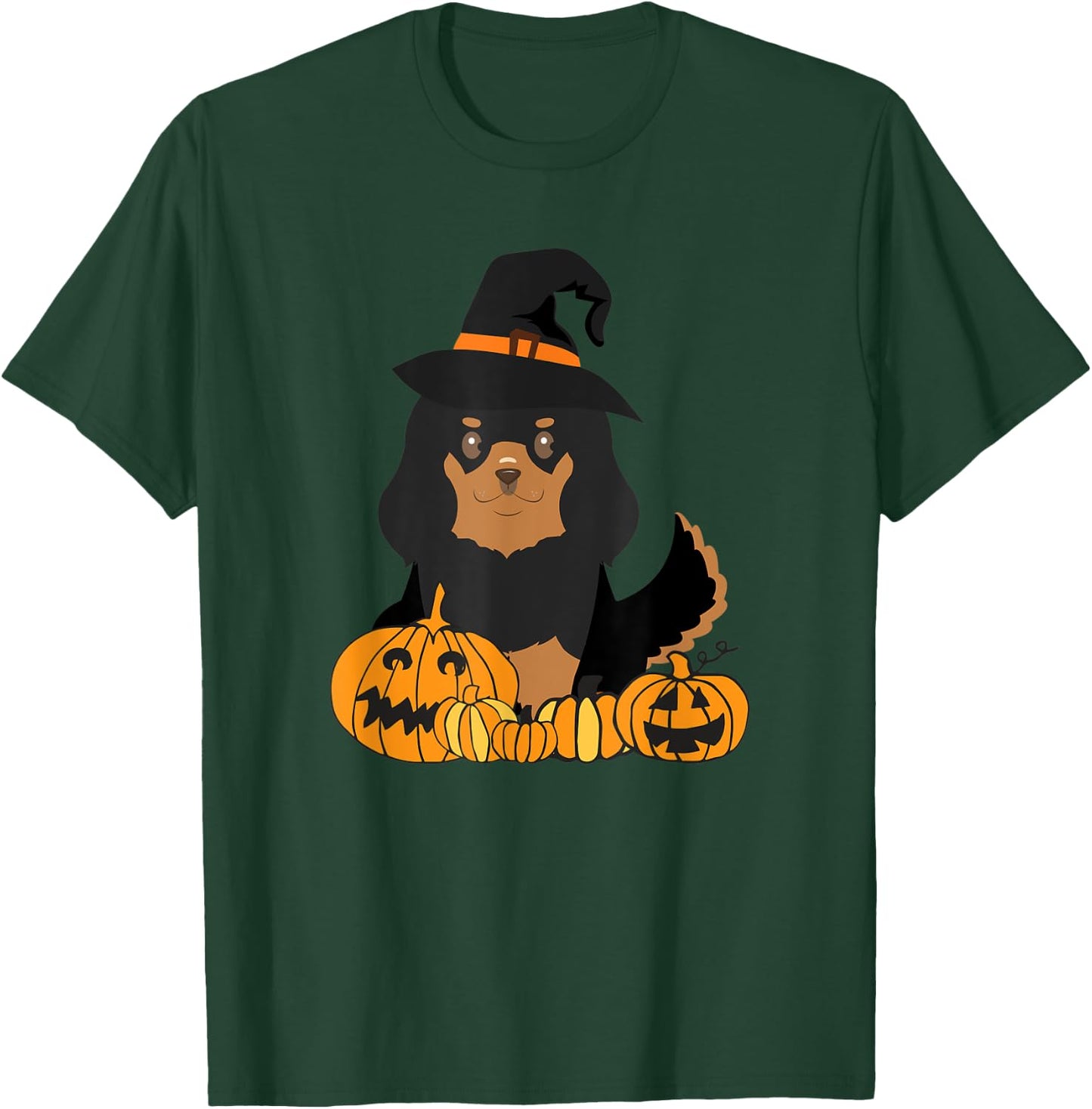 Black Tan Cavalier King Charles Spaniel Dog Halloween T-Shirt - T-Shirt | Forest