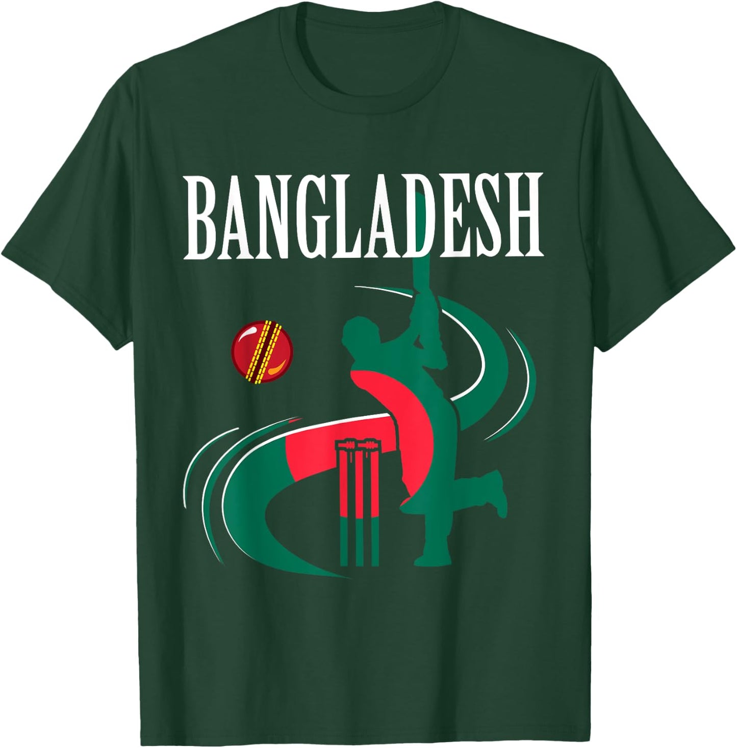 Bangladesh Cricket With Flag Brush Stroke T-Shirt - T-Shirt | Forest