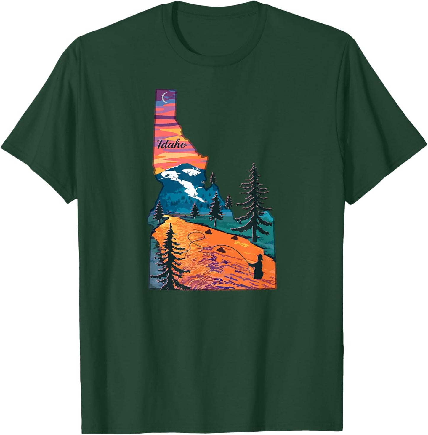Vintage Fish Idaho State Map ID Fly Fishing T-Shirt - T-Shirt | Forest