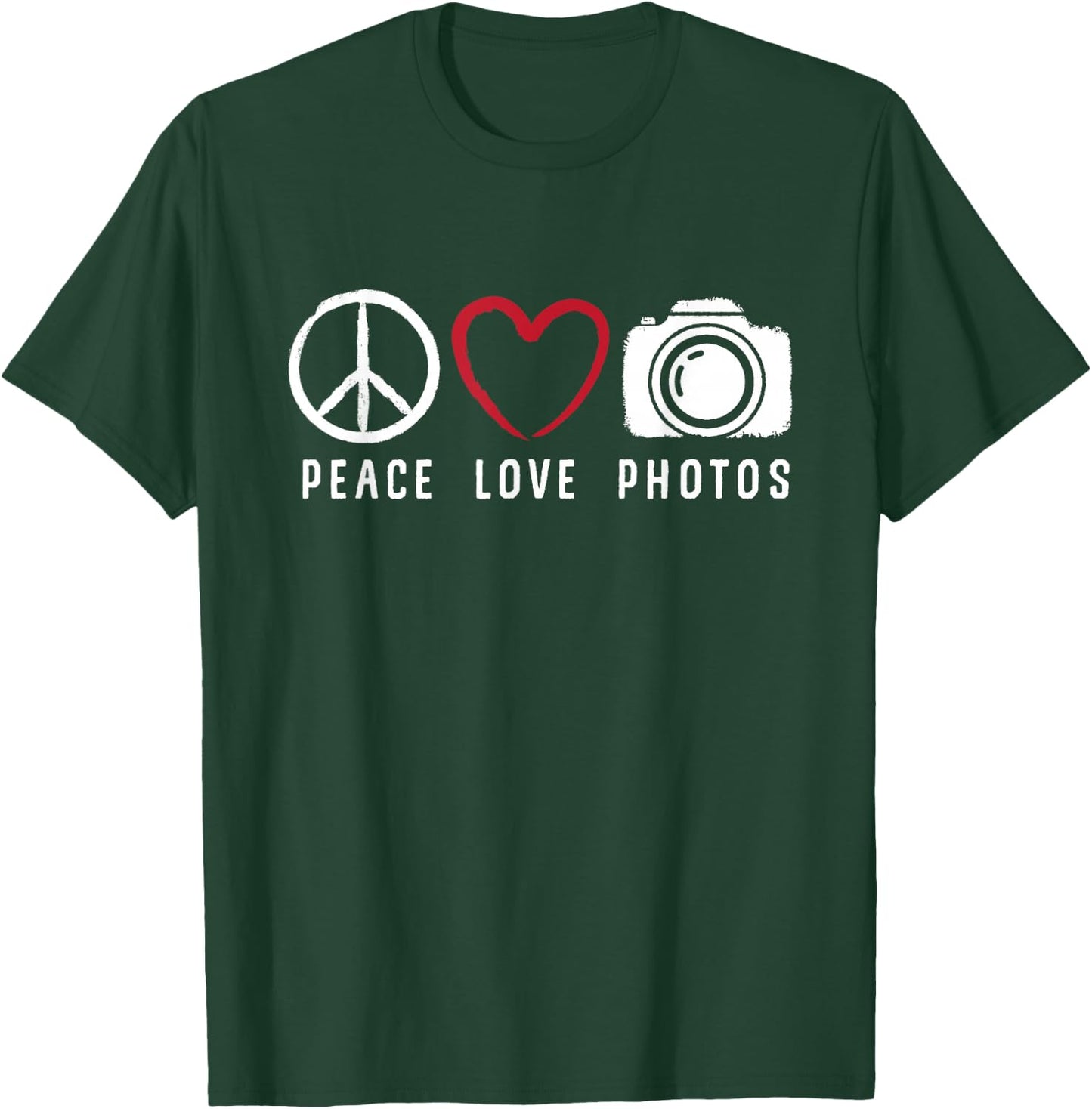 Photography Lover Peace Love Photos Camera Photographer T-Shirt - T-Shirt | Forest