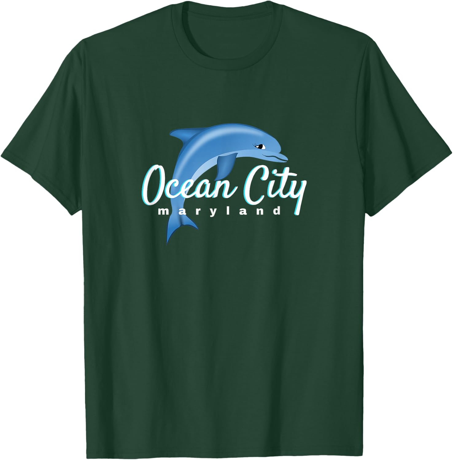 Ocean City Maryland , Ocean City MD Dolphin T-Shirt - T-Shirt | Forest