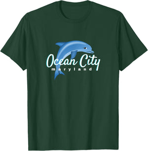Ocean City Maryland , Ocean City MD Dolphin T-Shirt - T-Shirt | Forest