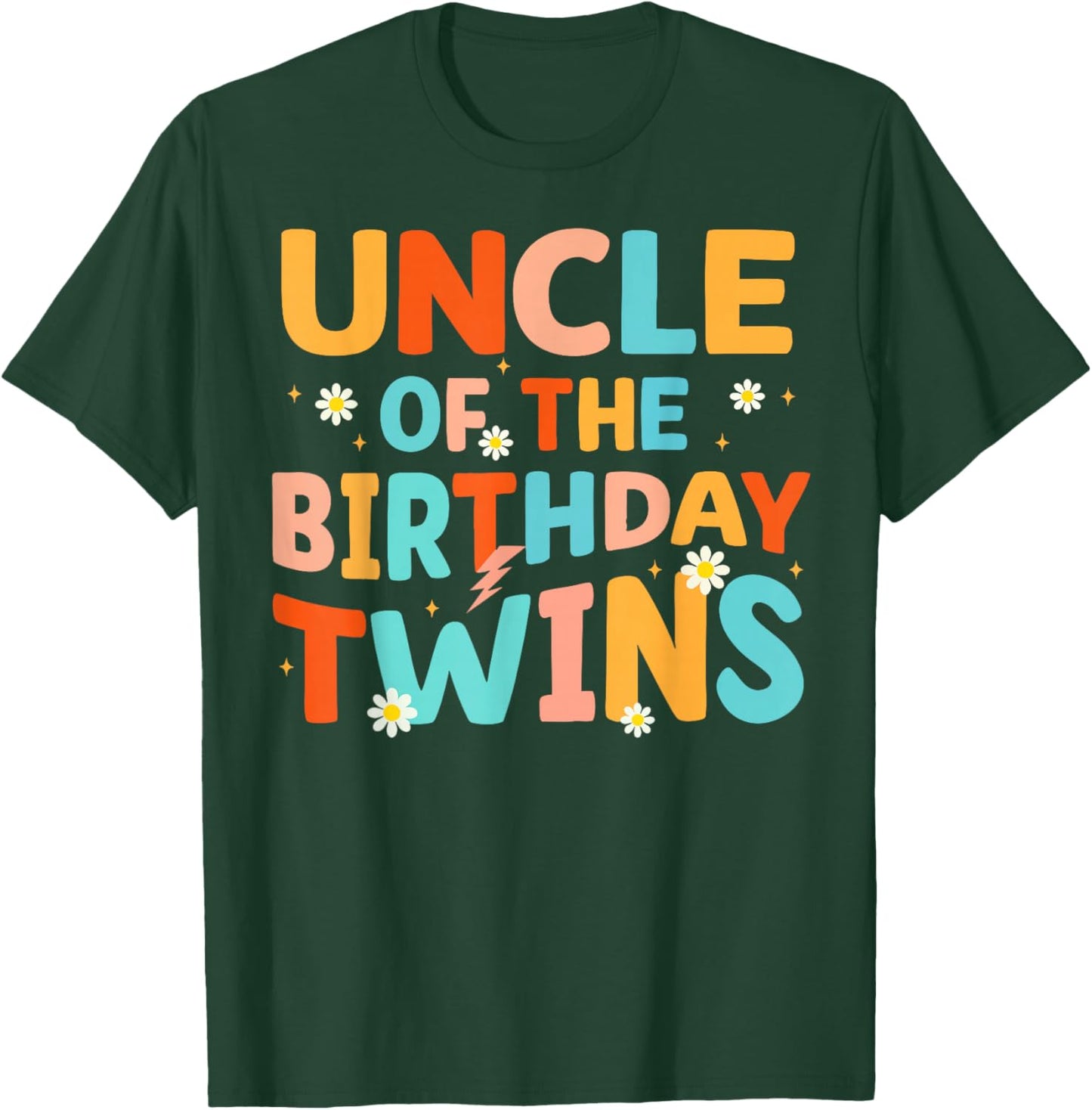 Uncle Of The Birthday Twins Kids Party Retro Bday T-Shirt - T-Shirt | Forest