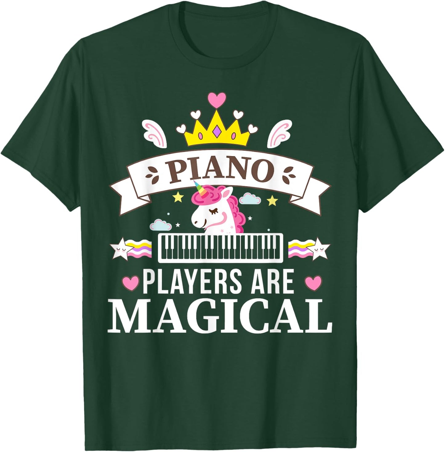 Piano Player Girl, Unicorn Student Learning Pianist Music T-Shirt - T-Shirt | Forest