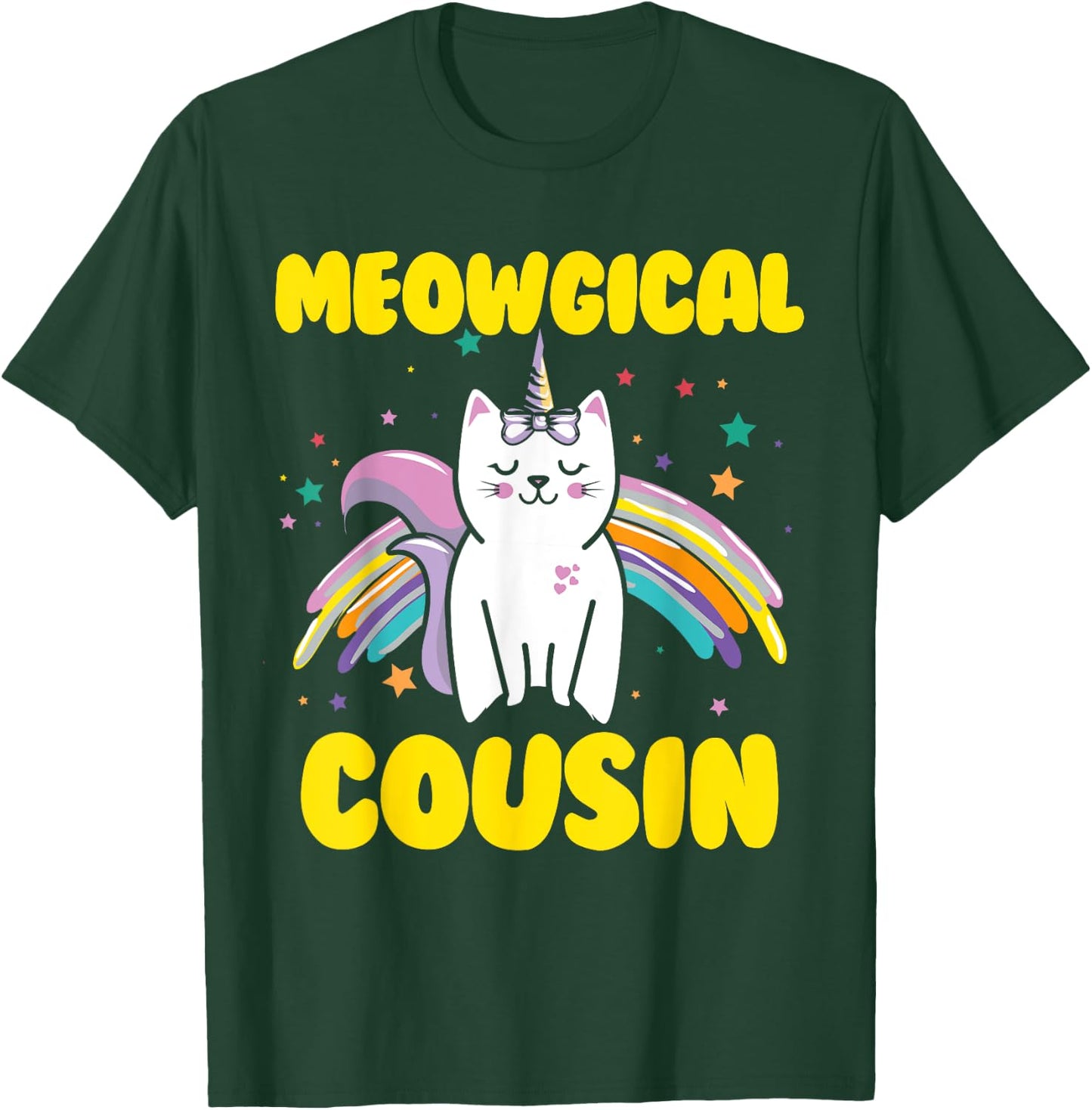 Meowgical Cousin Magical Kitty Cat Unicorn T-Shirt - T-Shirt | Forest